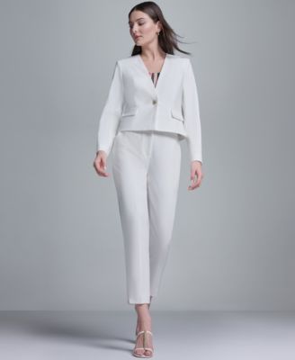 Women's Single-Button-Front Jacket and Pleated High-Rise Pants