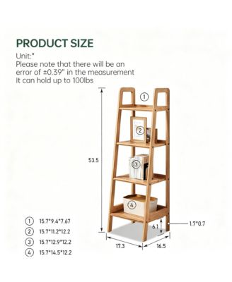 Solid Oak 4 Tier Ladder Shelf Small Bookcase Stable Frame Living Room Bedroom
