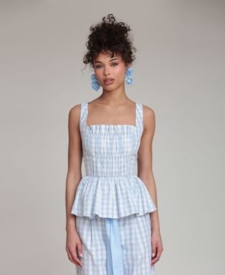 Women's Smocked Detail Peplum Top