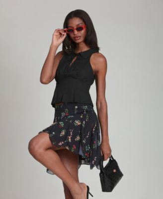 Women's Bias Ruffle Mini Skirt