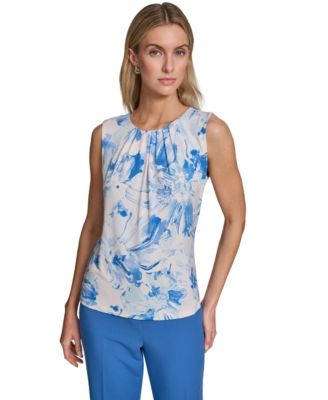 Women's Pleated Crew Neck Camisole Top