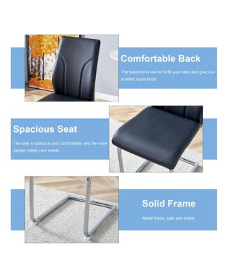 4-Piece Black PU Leather Dining Chair Set