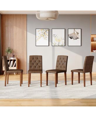 Brown Walnut Dining Chair with Ergonomic Buckle Backrest