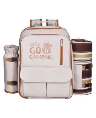 4-Person Picnic Backpack with Insulated Cooler, Blanket and Tableware Set