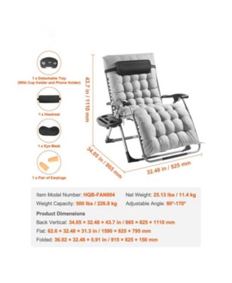 33 Inch Zero Gravity Recliner Chair with Cushion and Cup Holder