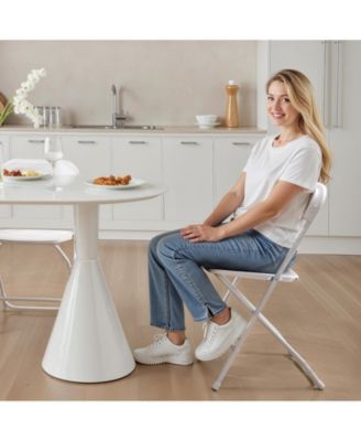 Set of 2 Wooden Folding Chairs with Cushion