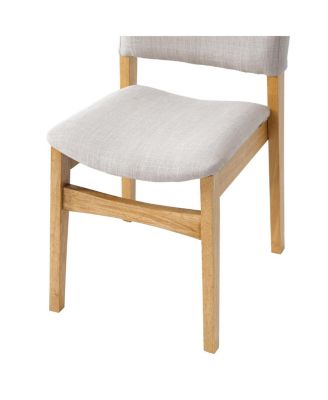 Upholstered Stackable Dining Chairs Set of 2 - Linen Fabric, Solid Wood Frame