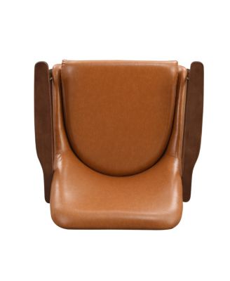 Mid-Century Faux Leather Accent Chair with Cushioned Seat and Solid Wood Frame