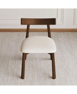 Modern Walnut Dining Chairs with Thick Cushions (Set of 2)
