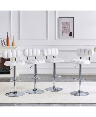 Streamdale  Furniture Set of 2 PU Leather Adjustable Bar Stools with Base & Footrest