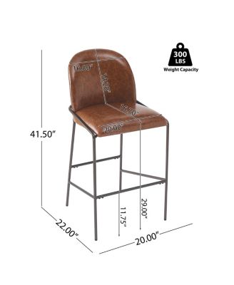 Matte Bronze Faux Leather Bar Stool with Curved Backrest (Set of 2)