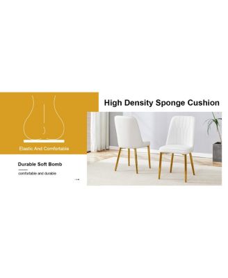 4 Modern PU Leather Dining Chairs with Gold Legs