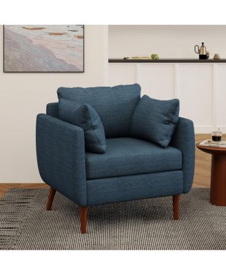 Fabric Club Chair with Birch Wood Legs