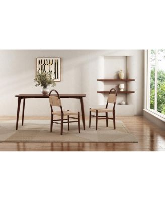 Streamdale Modern Woven Dining Chair with Solid Wood Legs, Set of 2
