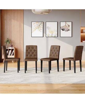 4-Pack Suede Dining Chairs with Button