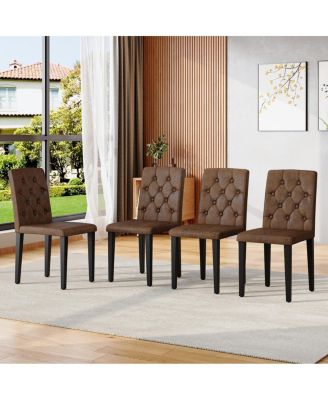 4-Pack Suede Dining Chairs with Button