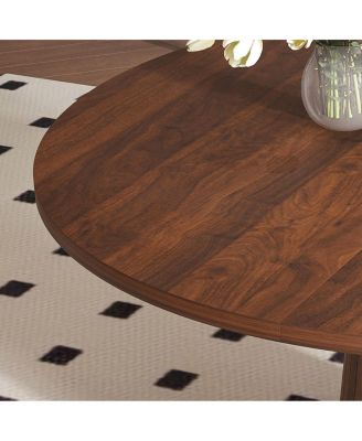 Round Farmhouse Dining Table with Wood Base.