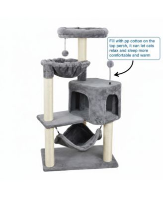 Cat Tree With Condo Big Hammock Hanging Ball Scratch Posts Removable Washable