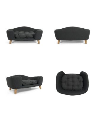 Corduroy Dog Sofa with Rubber Wood Legs for Small Breeds