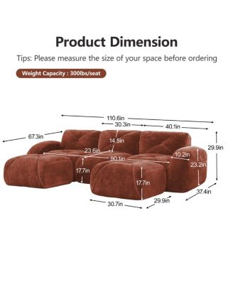 Streamdale U-shaped Boneless Sofa, Tufted, 32D High Density Sponge