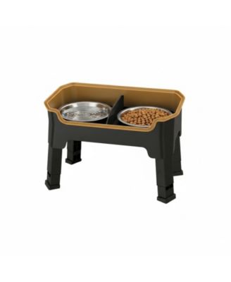 Mess Proof Elevated Dog Bowls 4 Height Adjustable Splash Guard 2 Large Stainless Steel Bowls