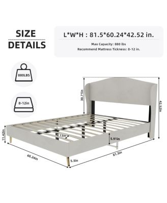 Velvet Upholstered Queen Bed