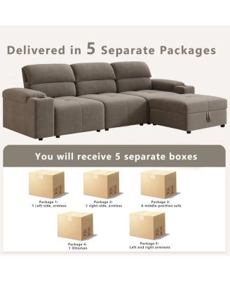 Streamdale Modern L-shaped sectional sofa, 105-inch cloud sofa with adjustable backrest and ottoman