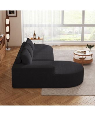 Modern Curved Chenille Sectional Sofa Couch Set, 108.5" L Shaped with 3 Pillows
