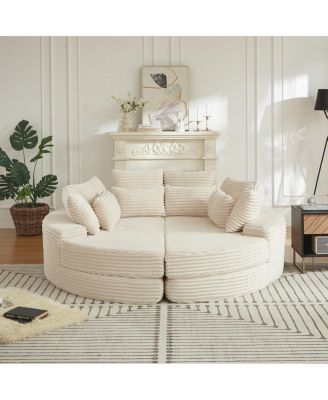 Corduroy Oversized Recliner, Converts to 2 Recliners, Sofa Bed, Neck Pillow