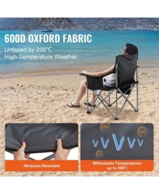 Portable Folding Camping Chair for Adults with Lumbar Support, Cup Holder and Cooler Bag
