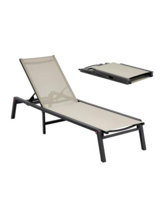 Foldable Outdoor Chaise Lounge Chair with 5 Positions, 400 lb Capacity