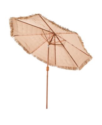 9 Ft Thatched Tiki Patio Umbrella with Tilt and Metal Ribs