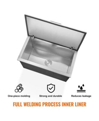 24 x 20 x 15 Inch Drop-In Stainless Steel Ice Chest, 40 Qt with Hinged Lid