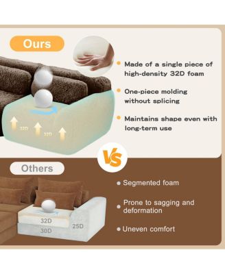  114" Soft Fluffy Plush Modular Sectional Sofa with Ottoman