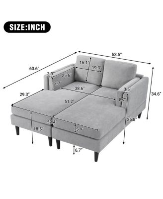  Modern Chaise Lounge Sofa Bed 53.5" Upholstered Sofa Couch
