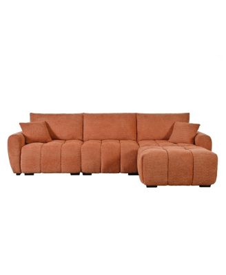 110" Modular Sectional Sofa, L Shape, Extra-large Seat, Movable Ottoman, Boucle Fabric