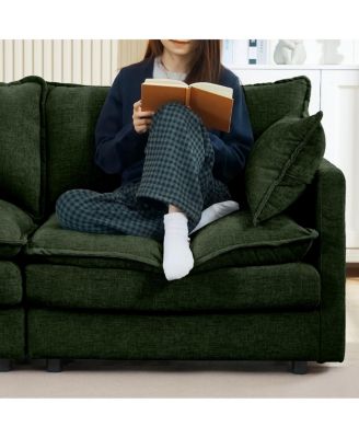  Modular Sectional Sofa, 102" L-Shaped Couch Set, 3-Seater Cloud Couch w/ Ottoman