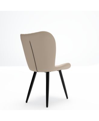 Set of 4 Modern PU Leather Dining Chairs with Thick Cushions & Metal Legs