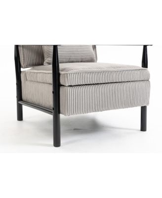 Storage Chair, Mid Century Modern Accent Chair with Wood Frame