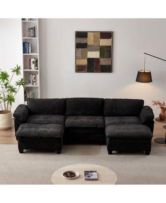 Living Room Furniture Sofa Luxury Couch Three Seater with Two Ottomans