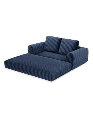 Streamdale 2-in-1 Folding Convertible Sofa Bed, Modern Corduroy Sleeper Couch with 2 Pillows