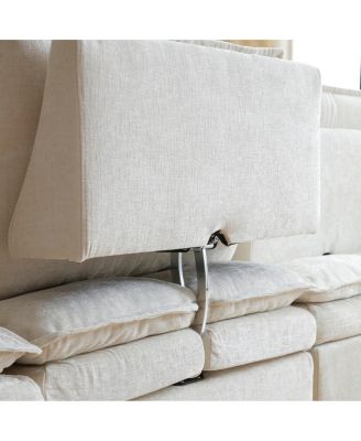 140" U-Shaped Modular Chenille Cloud Couch, 6-Seater Sofa w/ Ottoman