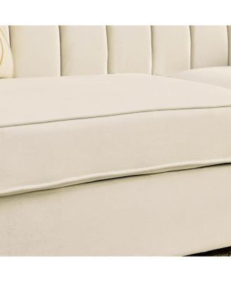  Luxurious Velvet Sofa with Geometric Gold Hardware & Metal Feet