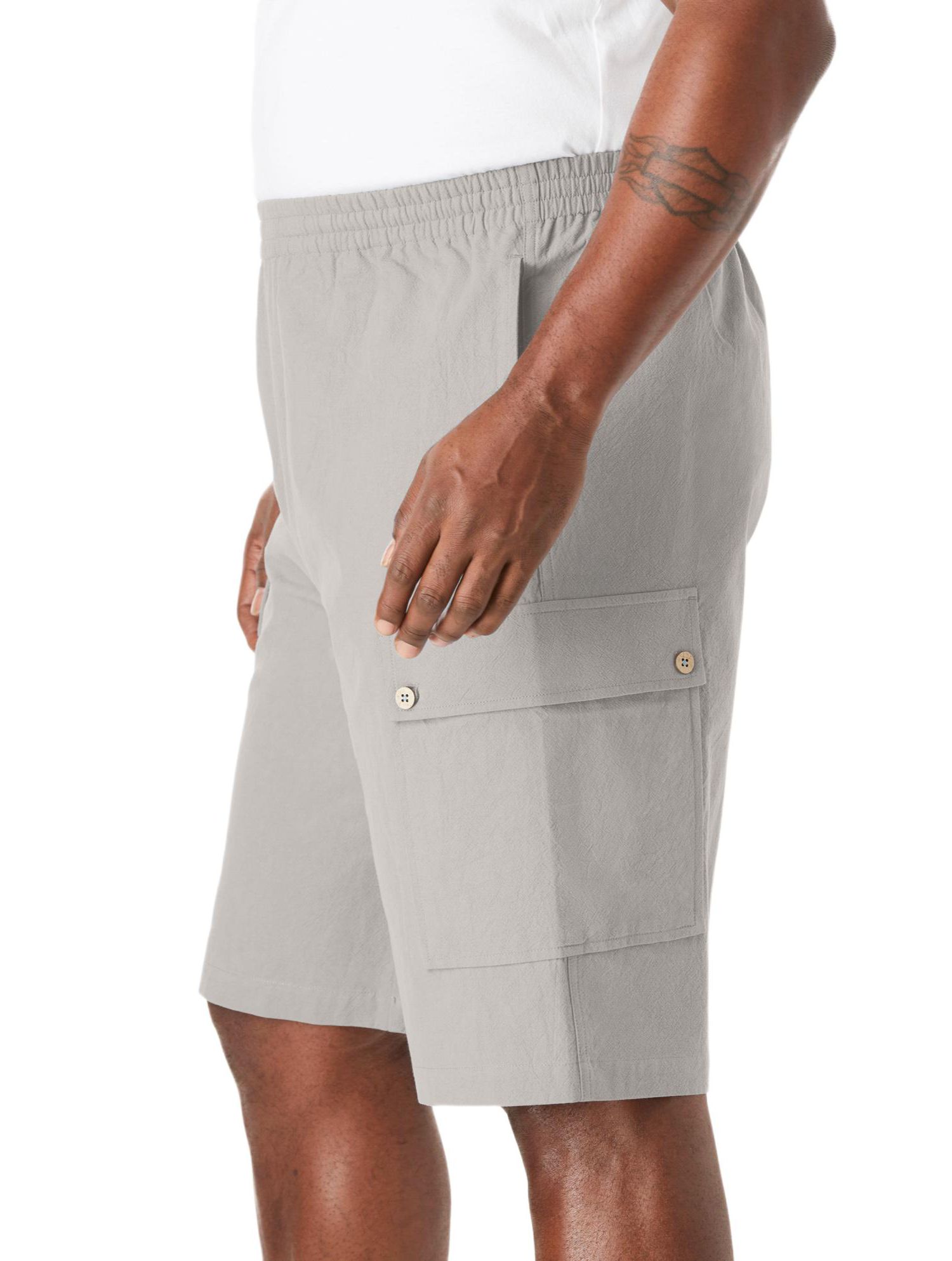 Men's Full Elastic Waist Gauze Cargo Shorts