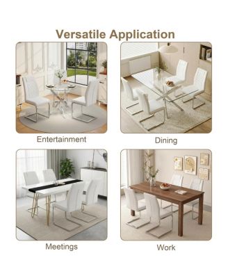 High-Back PU Leather Dining Chairs Set of 4, Modern Kitchen Chairs with Legs