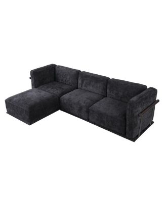 Fashionable modular chenille sofa with iron and wood frame