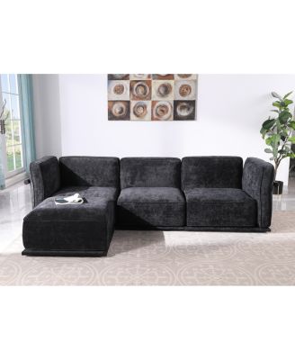Fashionable modular chenille sofa with iron and wood frame