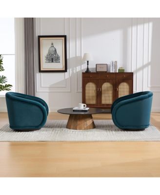 Velvet Swivel Accent Chair, 360-Degree Comfy Pumpkin-Shaped Chair