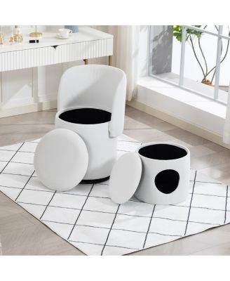 Stylish Swivel Barrel Chair with Storage & Free Cat Bed