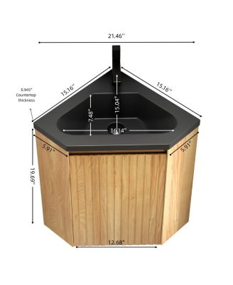 21" Corner Bathroom Vanity with Sink, Triangular Resin Basin, Soft Closing Door, Pre-assembled Small Space Storage Cabinet